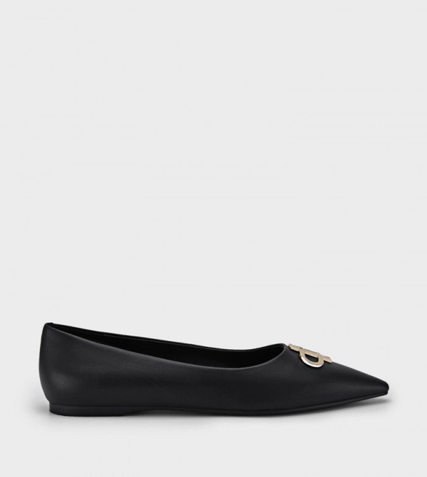 ICON Logo Detail Leather Ballerinas