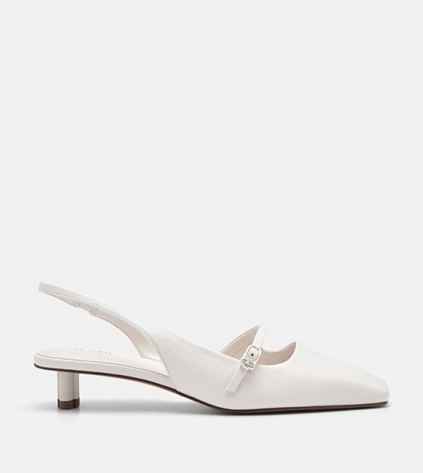 Icon Leather Kitten Heel Slingback Pumps
