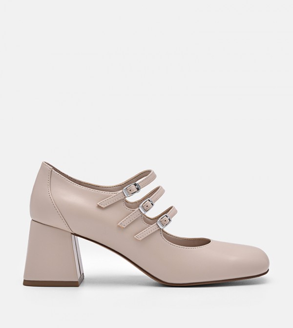 حذاء ماري جين بكعب عريض 