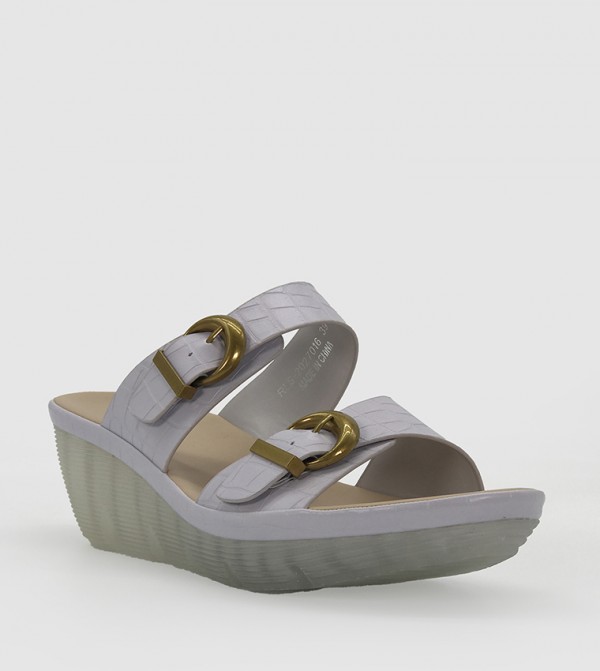 Croc Textured Wedge Sandals