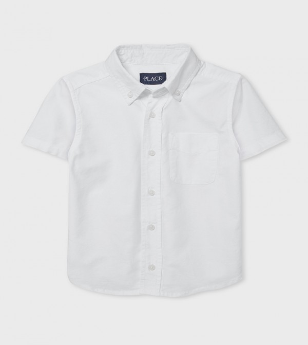 Boys Solid Oxford Shirt Short Sleeves