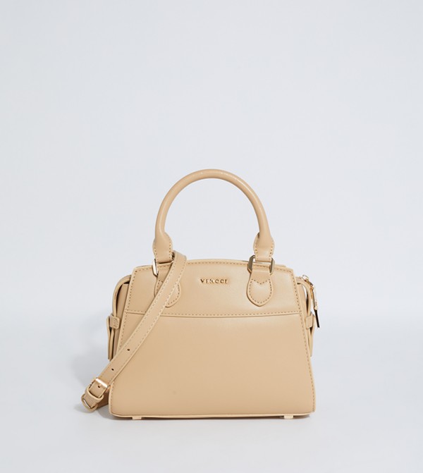 Buy VINCCI Textured Satchel Bag In Khaki 6thStreet UAE
