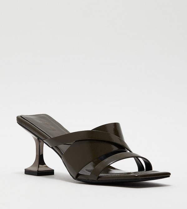 Textured Open Toe Heel Sandals 