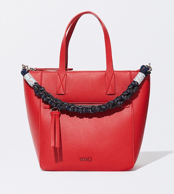 Buy Calvin Klein Top Zip Closure Enfold Medium Tote Bag Red In Red