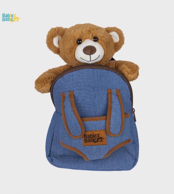 Logo Badge Backpack with Detachable Teddy