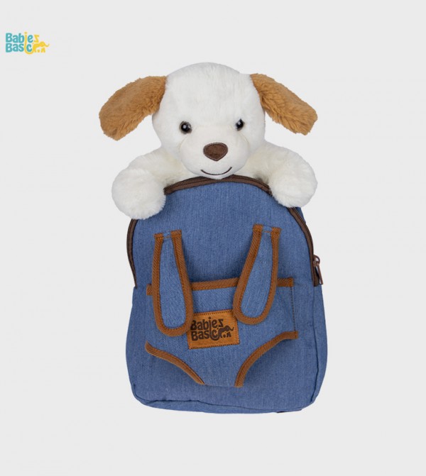 Logo Badge Backpack with Detachable Teddy