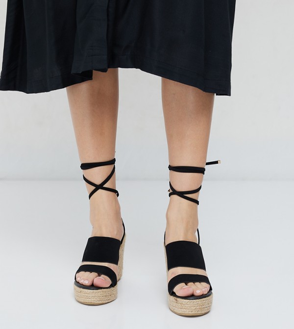 Black suede espadrille store wedges