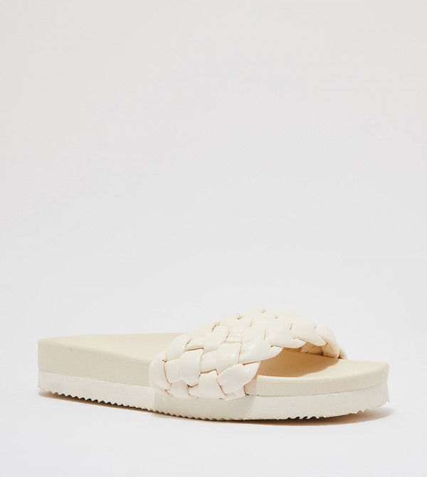 Buy Ardene Braided Pool Slides In LIGHT BEIGE | 6thStreet UAE