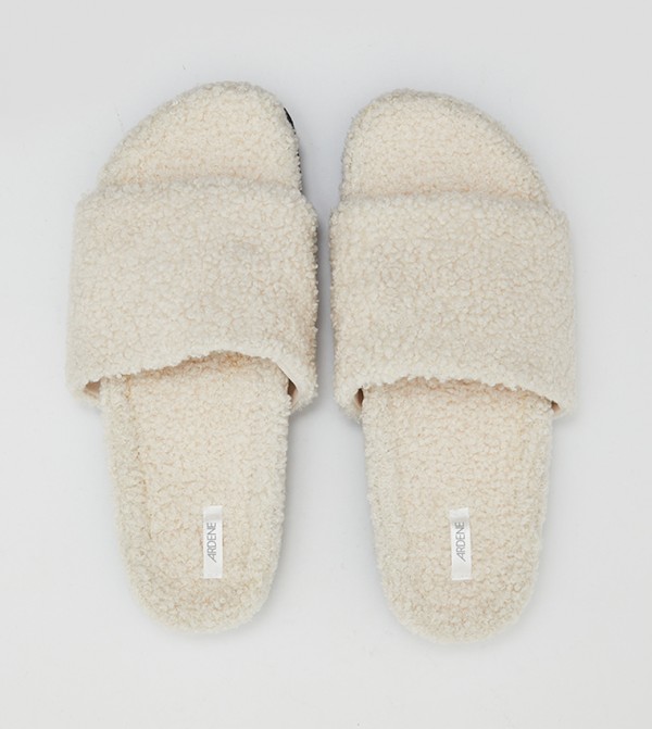 Buy Ardene Open Toe Sherpa Slides In Beige 6thStreet Bahrain