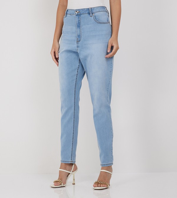 Faded High Waist Slim Fit Jeans