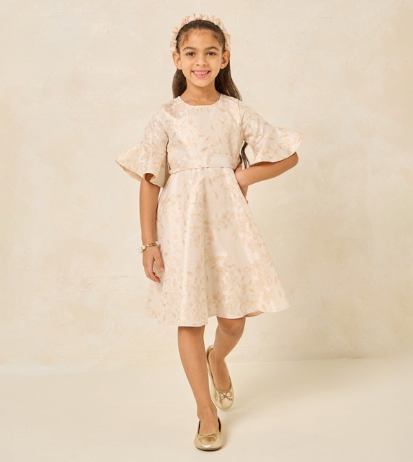 Jacquard Bell Sleeves Dress