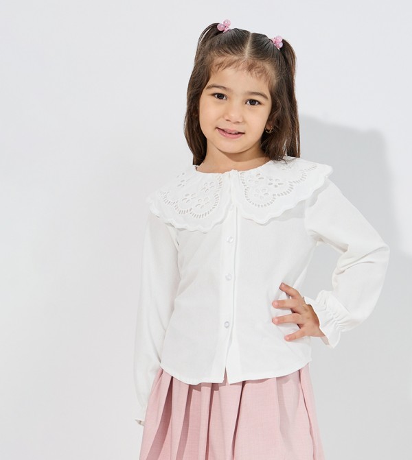 Textured Schiffli Collar Shirt