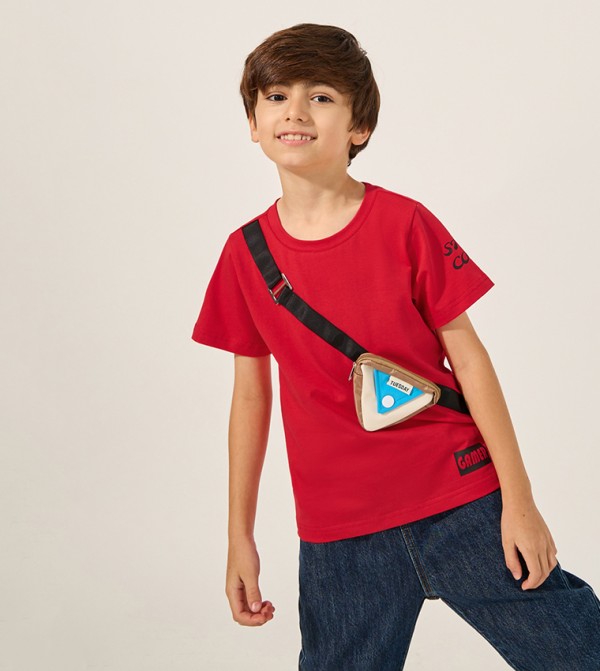 Printed Short Sleeves T-Shirt with Bump Bag