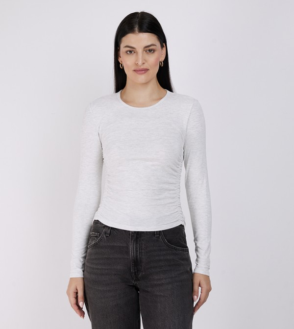 Ruched Detail Long Sleeves Top