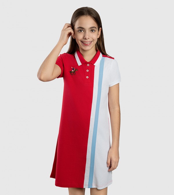 Color Block Collared T-Shirt Dress