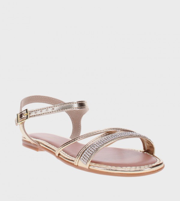 Embellished Slingback Flat Sandals