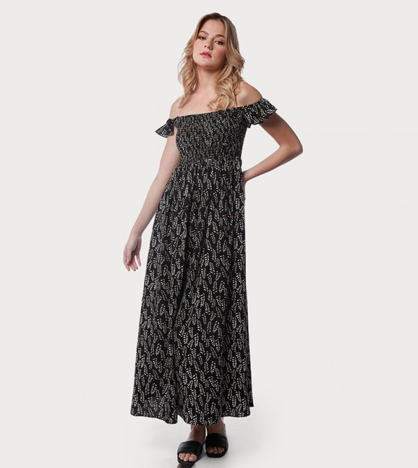 Printed Off-Shoulder Maxi Dress