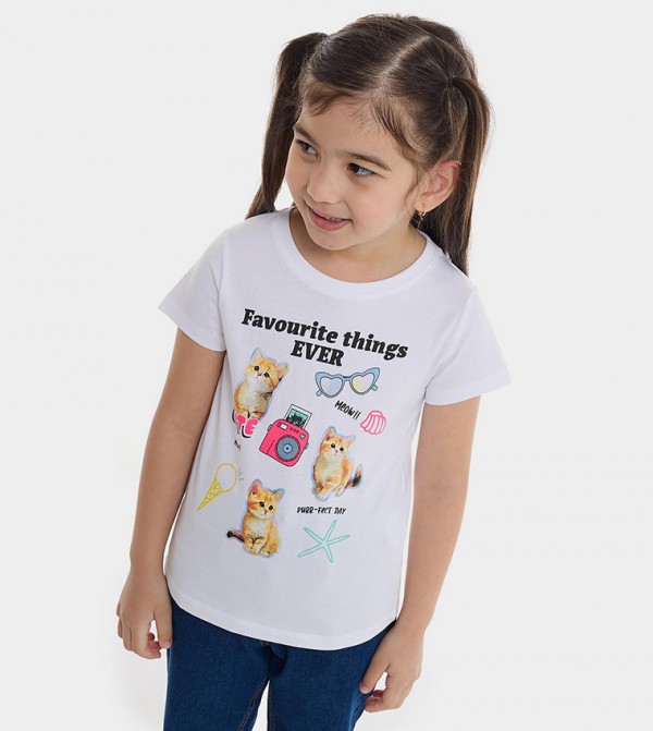 Printed T-Shirt with Crew Neck and Short Sleeves