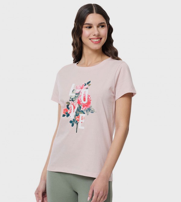 Printed T-Shirt with Crew Neck and Short Sleeves