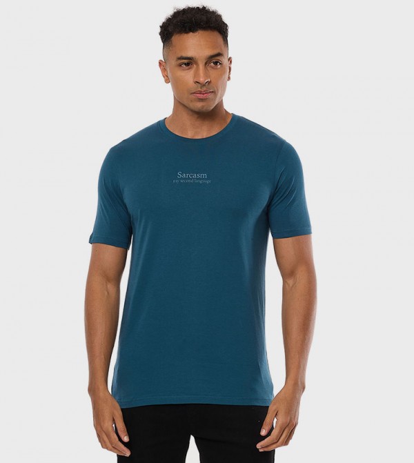 Printed T-Shirt with Crew Neck and Short Sleeves