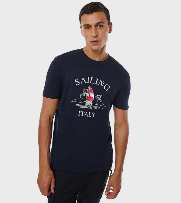 Printed T-Shirt with Crew Neck and Short Sleeves