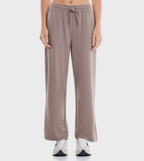 Knitted Wide Leg Pants with Drawstring Waist