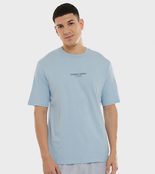 Printed T-Shirt with Crew Neck and Short Sleeves