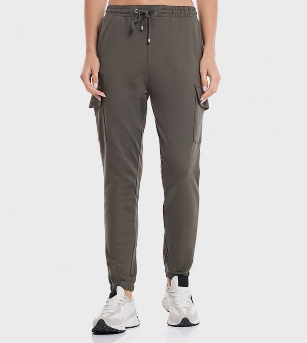Solid Jogger Pants with Drawstring Waist