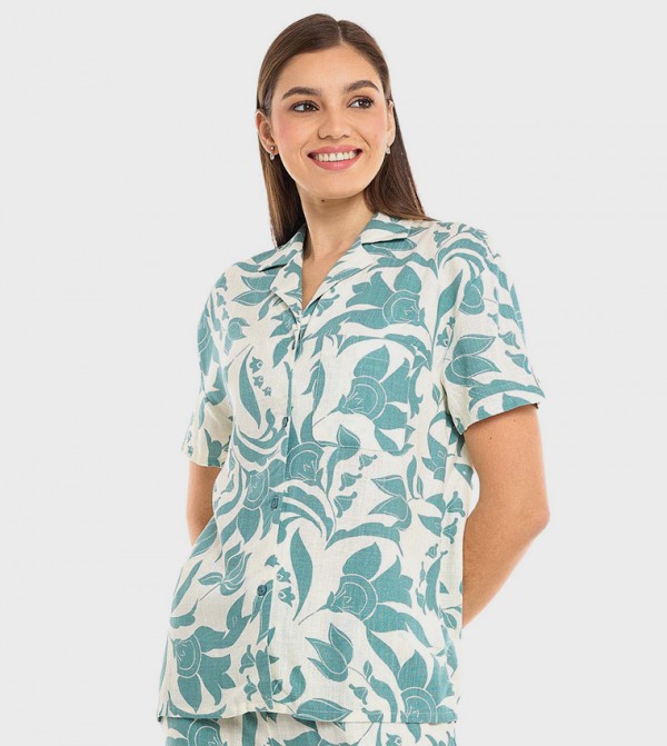 Patterned Shirt with Lapel Collar