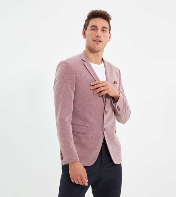 Buy Trendyol Blazer Jacket Textured Jacket In Burgundy 6thstreet Uae