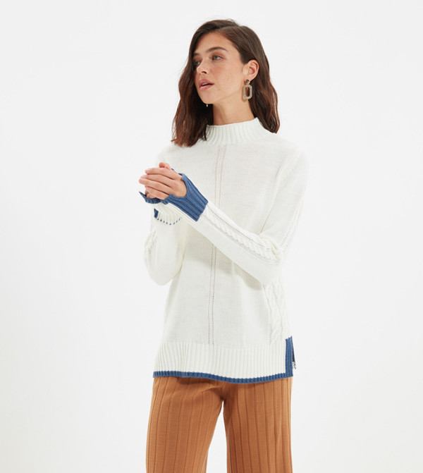 Women's Colorblocked Sweaters,White