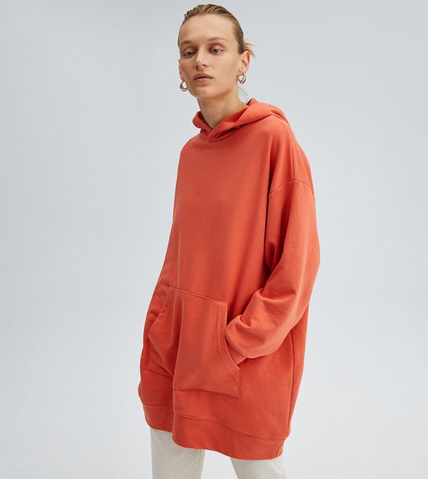 Buy Touch Solid Long Sleeves Oversized Hooded Sweatshirt In