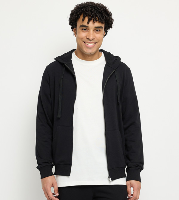 Zippered Long Sleeves Hooded Jacket