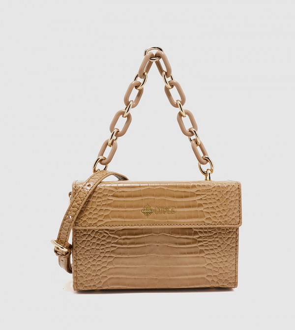 Textured Crossbody Bag with Chain Handle