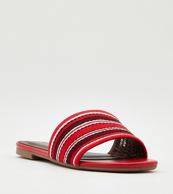 Red and white striped on sale sandals