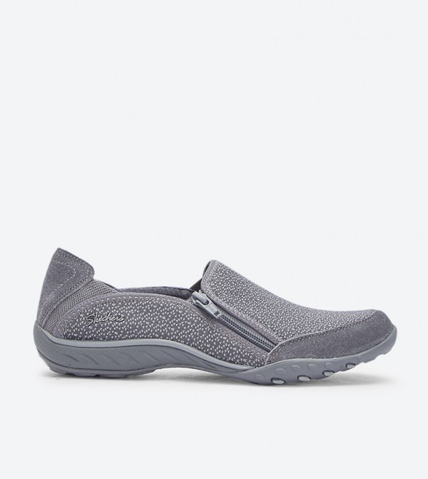 Buy Skechers Breathe Easy Quiet Tude Zip Closure Slip Ons Grey In Grey 6thStreet Qatar