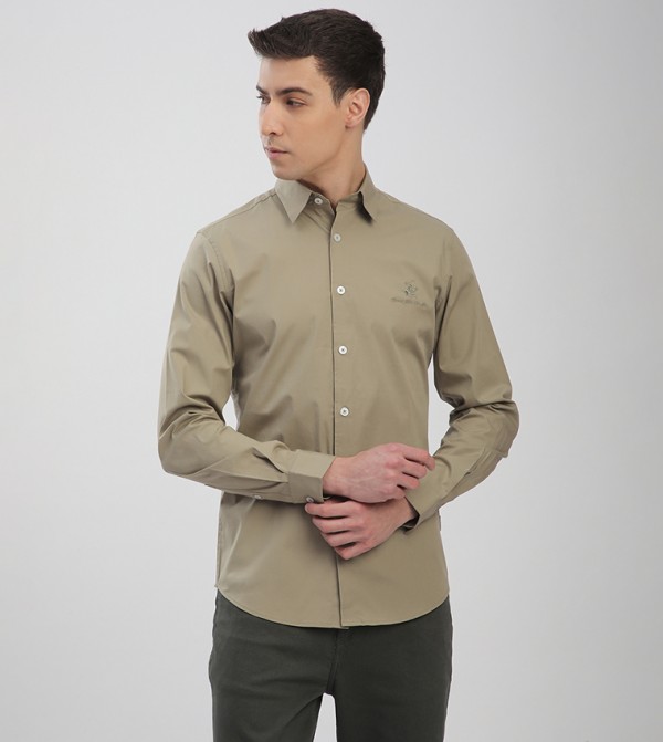 Logo Embroidered Long Sleeves Shirt