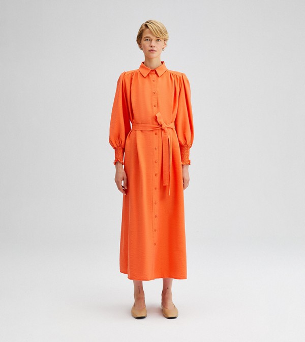 Orange shirt dress sale