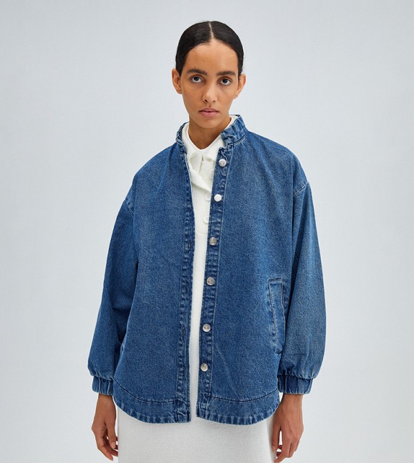 Oversized jeans jacket womens top