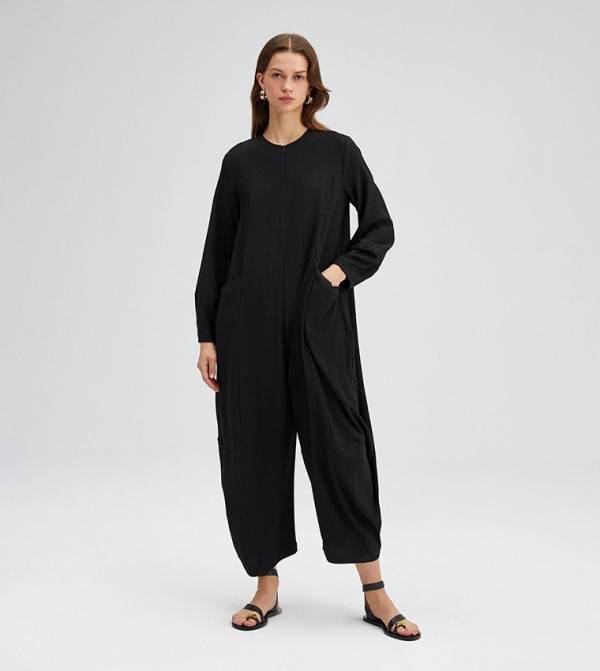 Buy Trendyol Elastic Waist Comfortable Fit Jumpsuit In Black