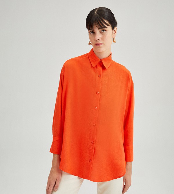 Orange button up outlet dress shirt