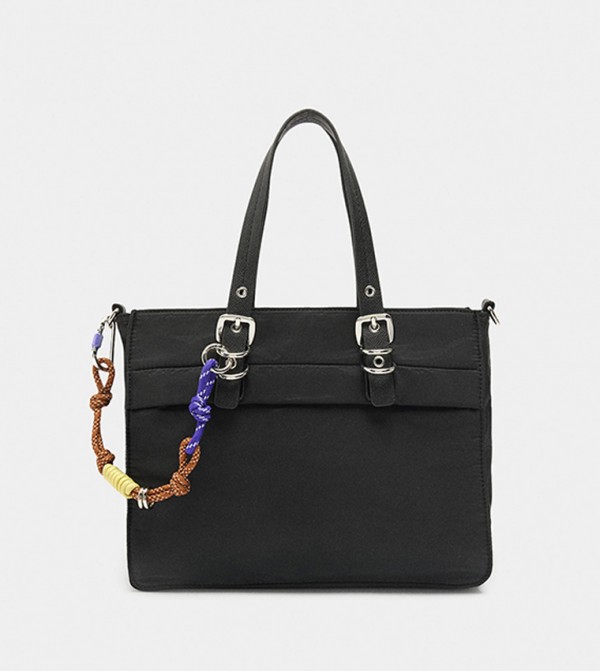 Nylon Tote Bag with Charm