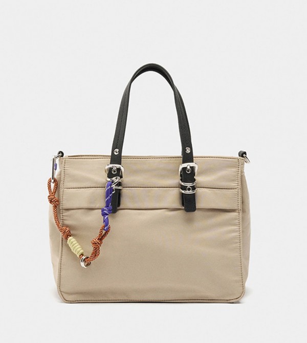 Nylon Tote Bag with Charm