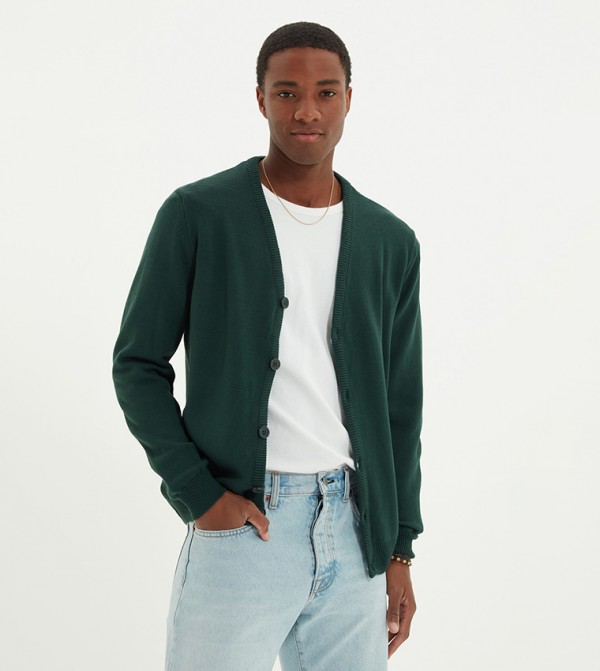 Dark shops green cardigan men