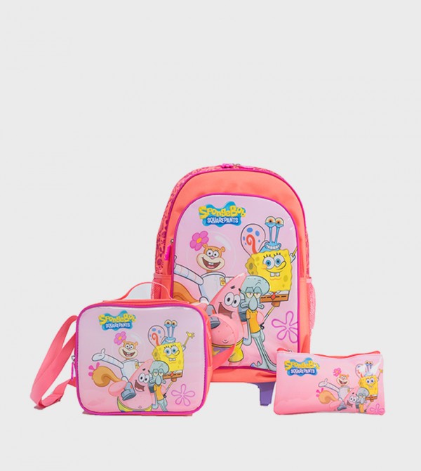 5 Piece Spongebob Squarepants 18" Trolley Backpack Set