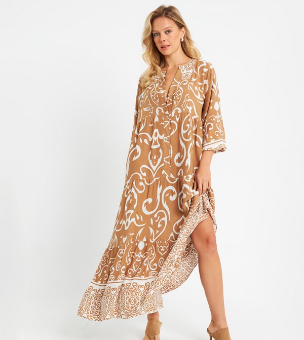 Printed 3/4 Sleeves Dress