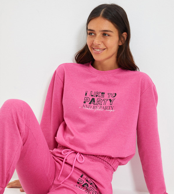 Buy Trendyol Basic Printed Night Suit In Pink | 6thStreet Qatar