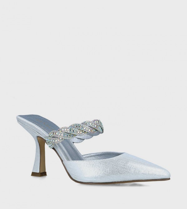 Embellished Pointed Toe Heel Mules
