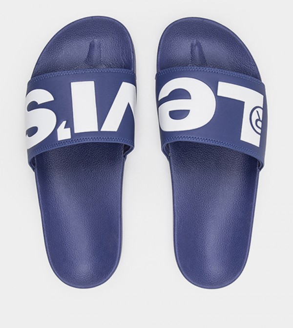 Logo Print Open Toe Slides