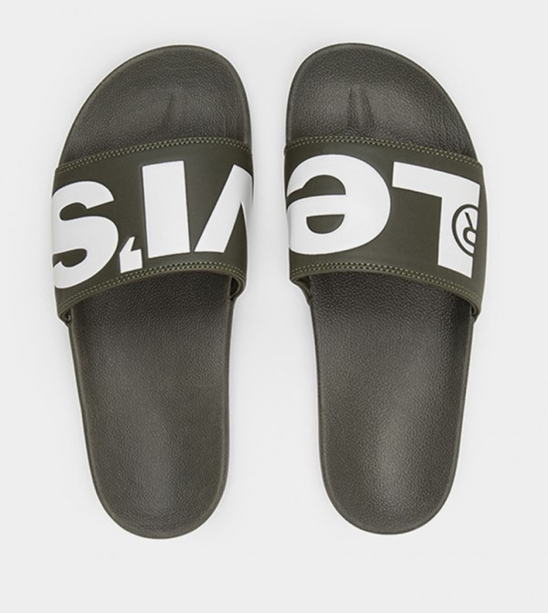 Logo Print Open Toe Slides